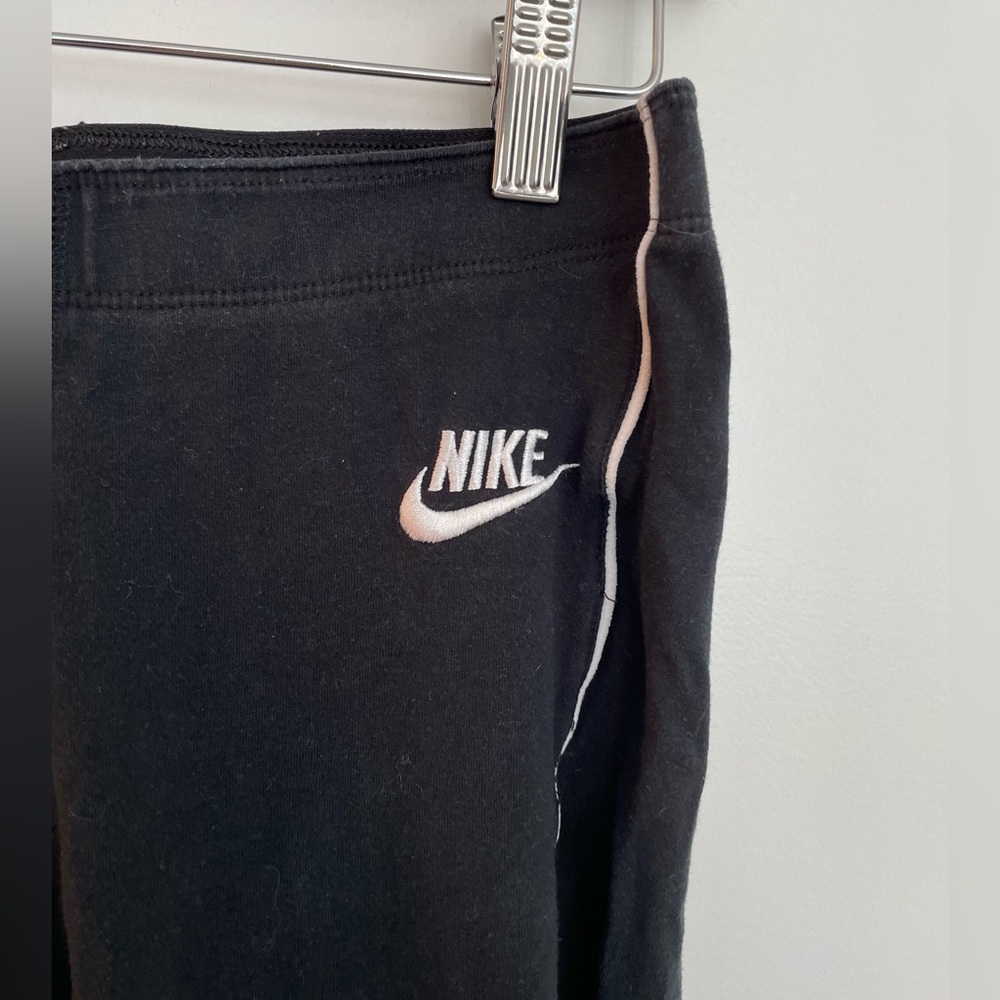 Black Nike Leggings with White Logo and Vertical Stripe Size S - Picture 2 of 7